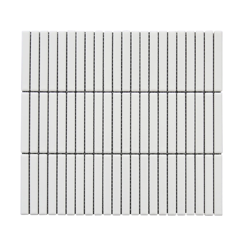 White Glossy Pencil Linear Porcelain Mosaic