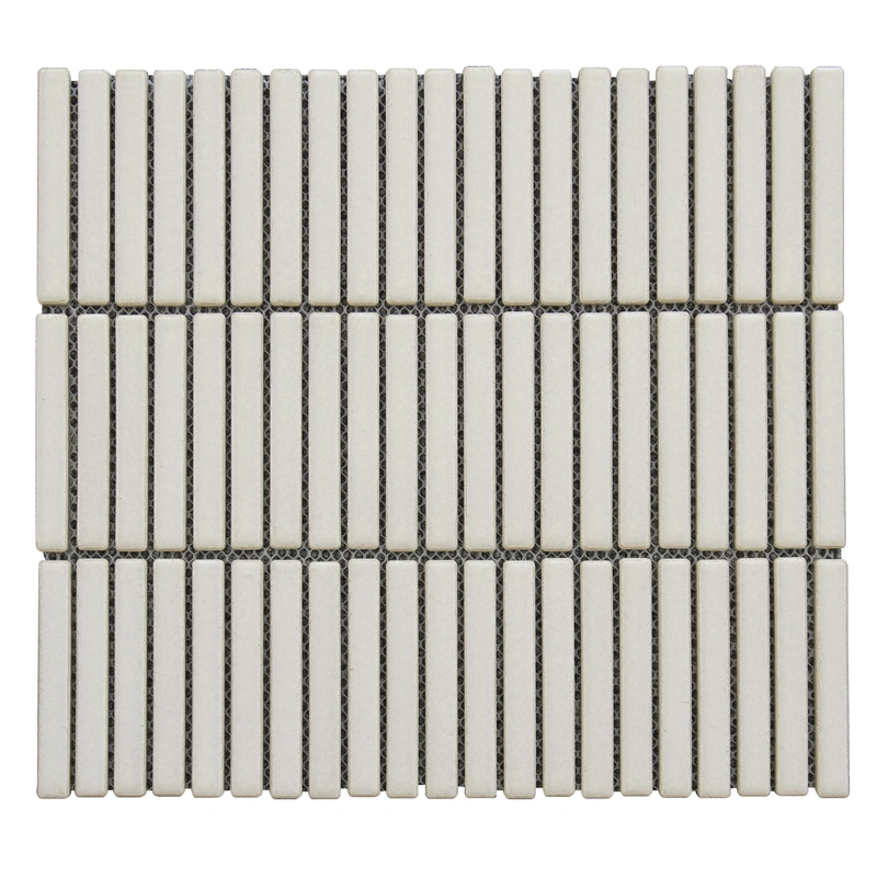 Ivory Glazed Pencil Linear Porcelain Mosaic