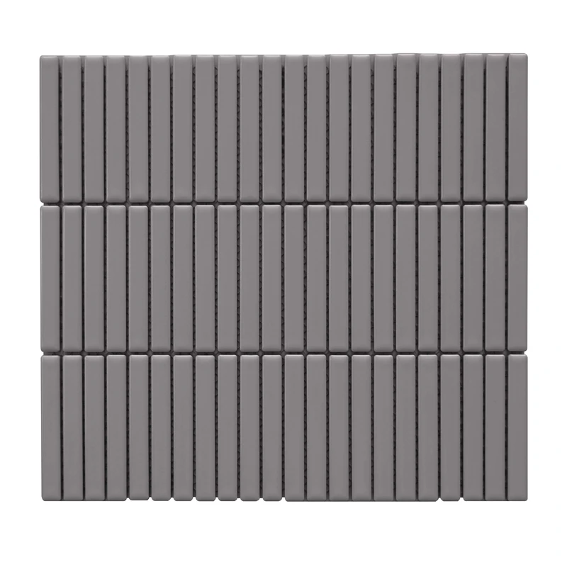 Dark Grey Matte Pencil Linear Porcelain Mosaic
