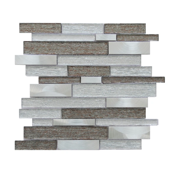 Linear Laminated Glass Mix Aluminum Mosaic