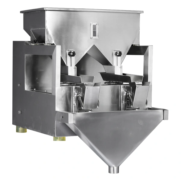 Grain Particle Double Linear Scales Weighing Hoppers 2 Heads Linear Weigher Production Line With Packing Machine