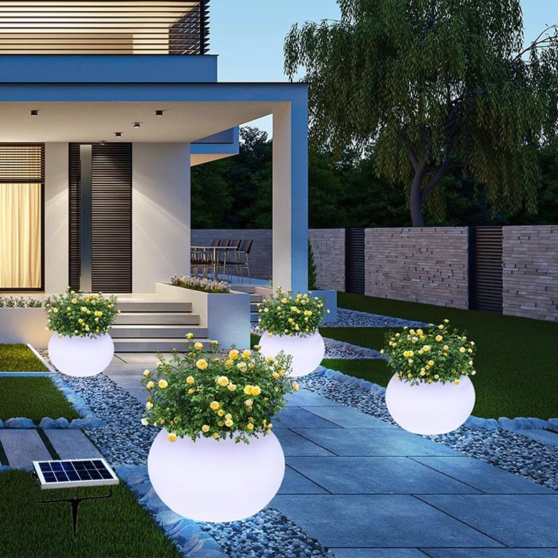 Solar Light Flower Pot Led Planter Pots With Lighting