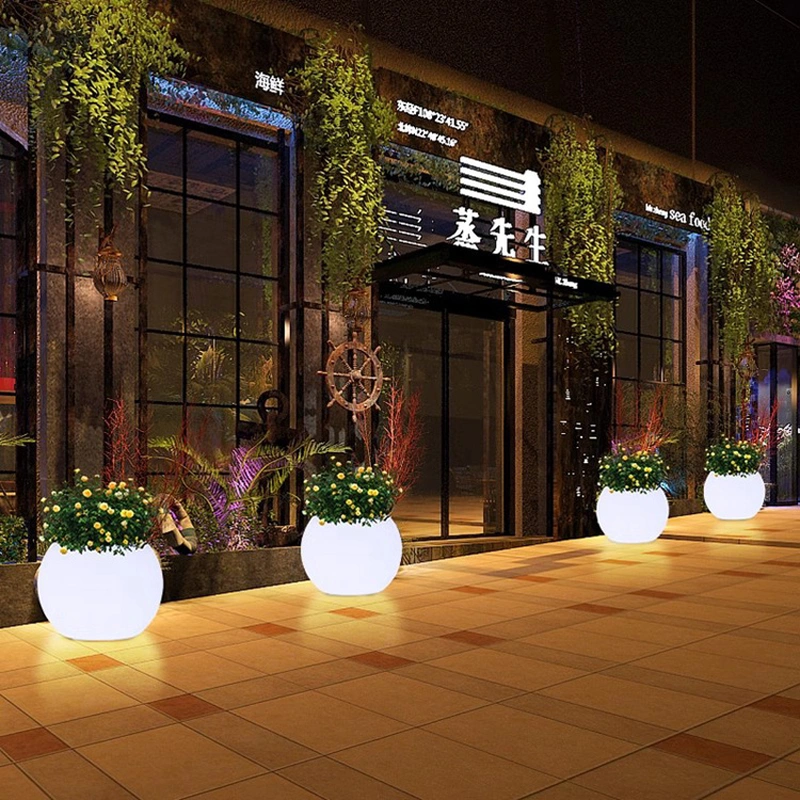 Solar Light Flower Pot Led Planter Pots With Lighting