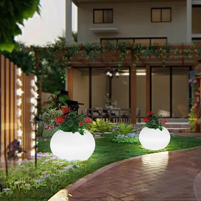 Solar Light Flower Pot Led Planter Pots With Lighting