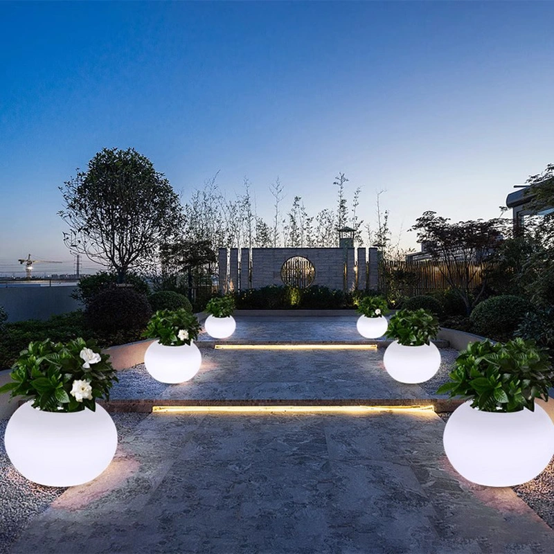 Solar Light Flower Pot Led Planter Pots With Lighting