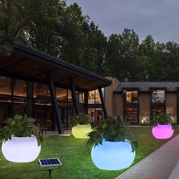 Solar Light Flower Pot Led Planter Pots With Lighting