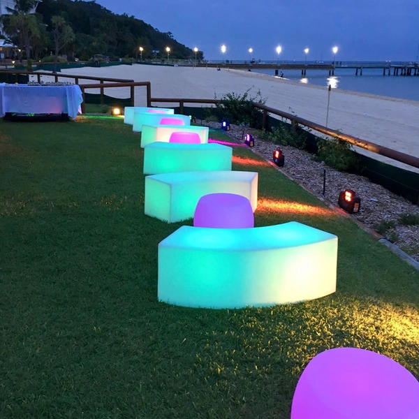 proveedor chino de muebles de jardín iluminado | banco curvo led
