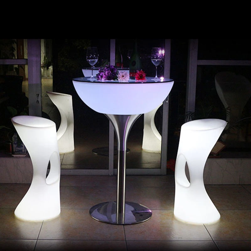mesa alta y taburetes led | mayorista de sillas de muebles de bar led