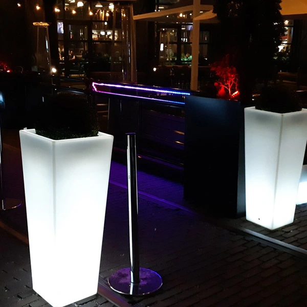 solar lighted flower pots | outdoor light up plant pots wholesale