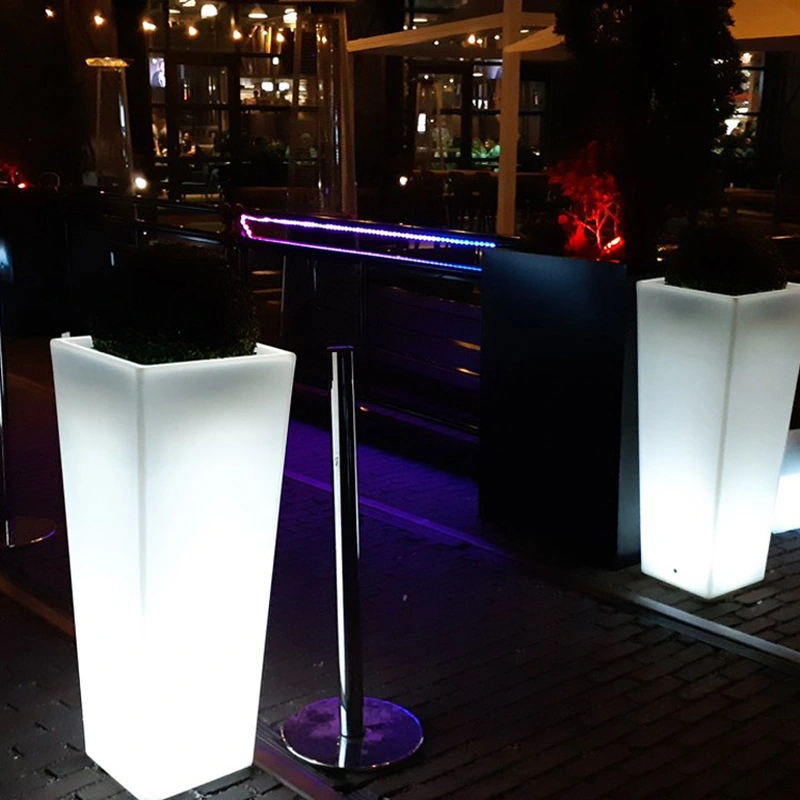 solar lighted flower pots | outdoor light up plant pots wholesale