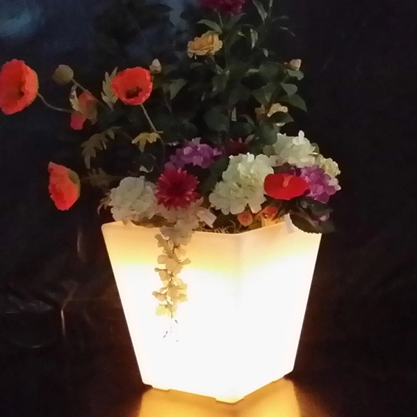 solar lighted flower pots | outdoor light up plant pots wholesale