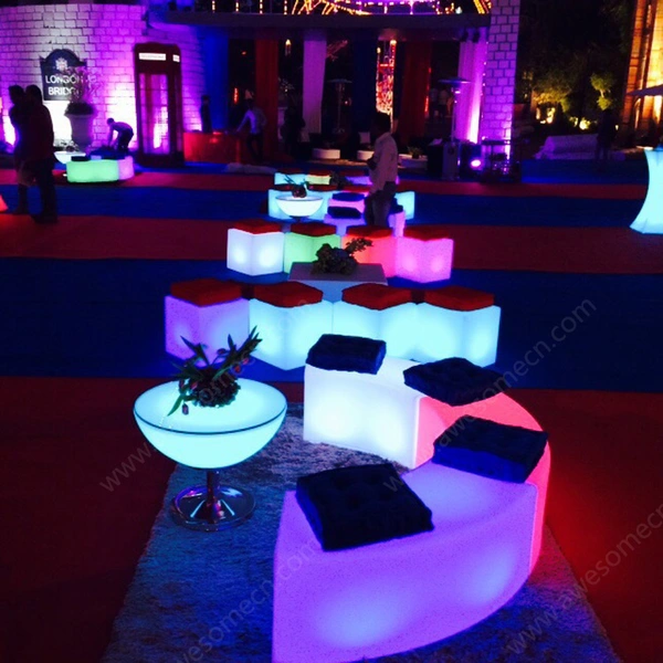 proveedor chino de muebles de jardín iluminado | banco curvo led