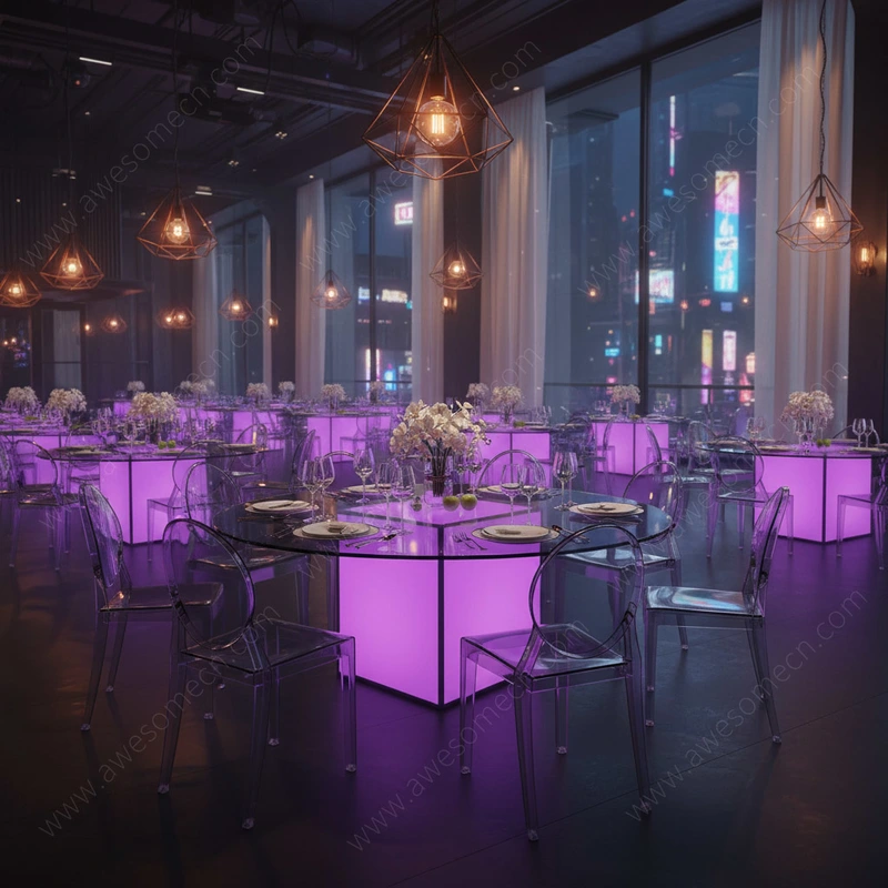 Glow LED Furniture Factory | Folding Event Led Dining Table