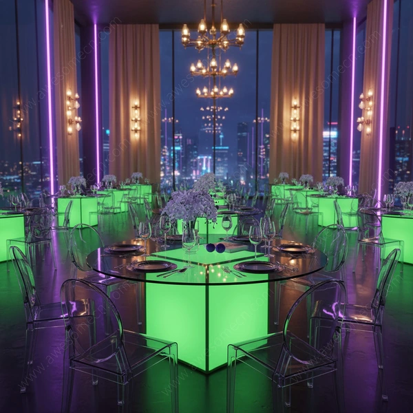 Glow LED Furniture Factory | Folding Event Led Dining Table