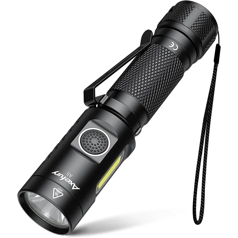 axefury Flashlight, Magnetic LED Flashlight, Super Bright Tactical Flashlight, Cob workLight, 6 Modes, Max 700 Lumens A5 Flashlight for Outdoor Camping, Emergency（Not Including Batteries） Gift