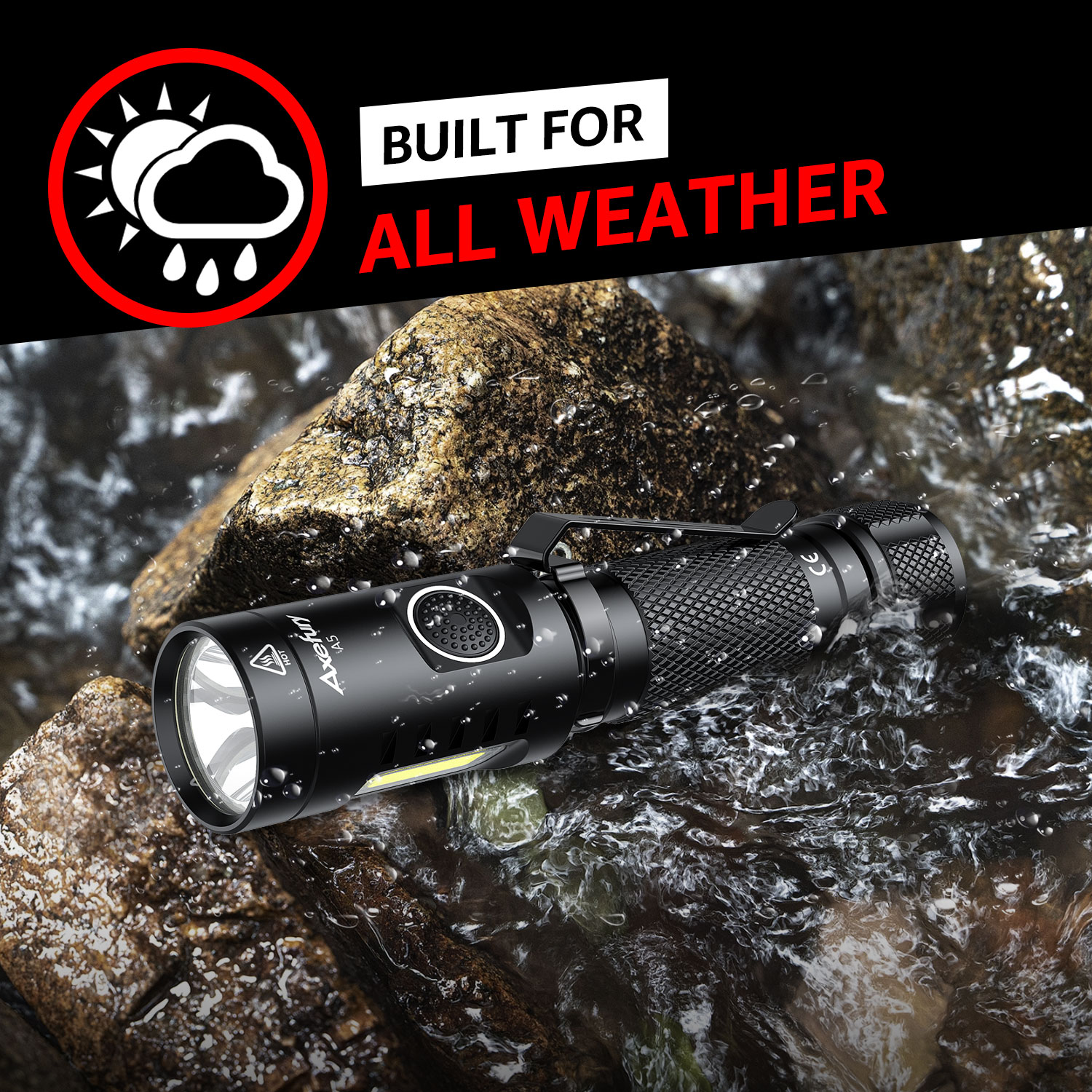 axefury Flashlight, Magnetic LED Flashlight, Super Bright Tactical Flashlight, Cob workLight, 6 Modes, Max 700 Lumens A5 Flashlight for Outdoor Camping, Emergency（Not Including Batteries） Gift