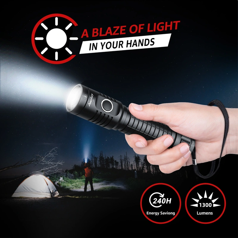 axefury Flashlight, Rechargeable Magnetic LED Flashlight High Powered 1300 Lumens,Tactical LED Light Torch COB Work Light,9 Modes,IP67 Outdoor Gear A7