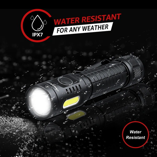 axefury Flashlight, Rechargeable Magnetic LED Flashlight High Powered 1300 Lumens,Tactical LED Light Torch COB Work Light,9 Modes,IP67 Outdoor Gear A7