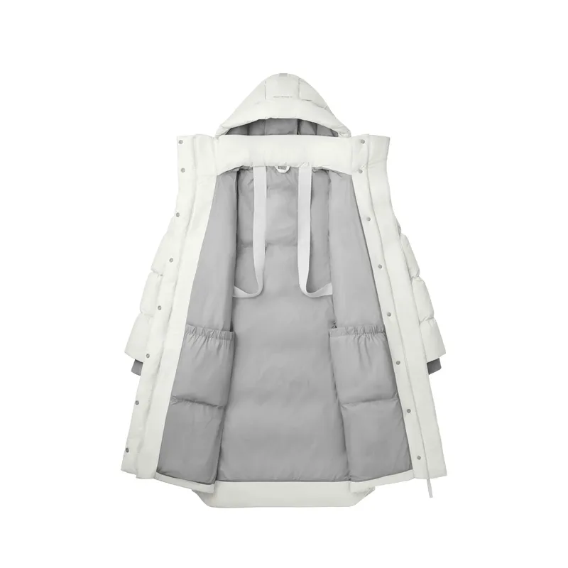Women’s Mid-Length White Duck Down Winter Jacket: Warm & Stylish