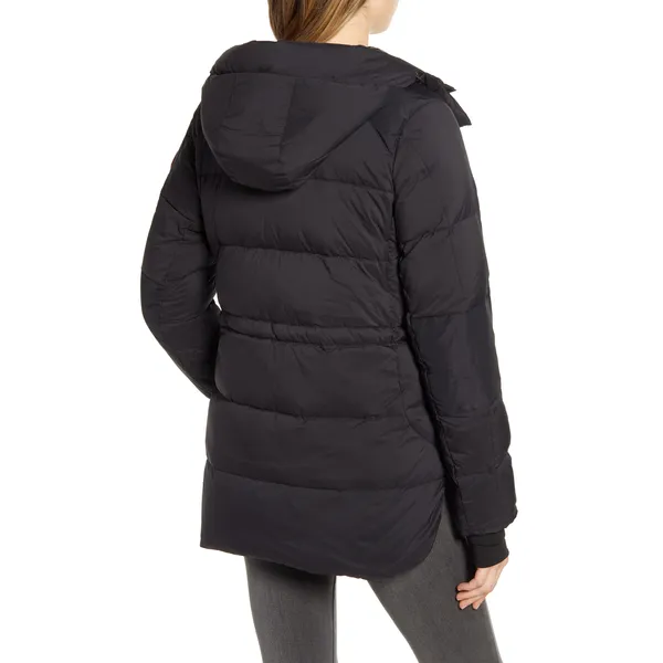 Newest Style Long Sleeve Bubble Puffer Jackets for Women: Navy Blue Shiny Quilted Winter Jackets