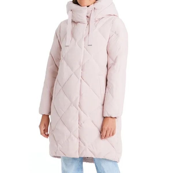 Long Sleeve Pink White Duck Down Jacket: Warm and Fashionable Outerwear