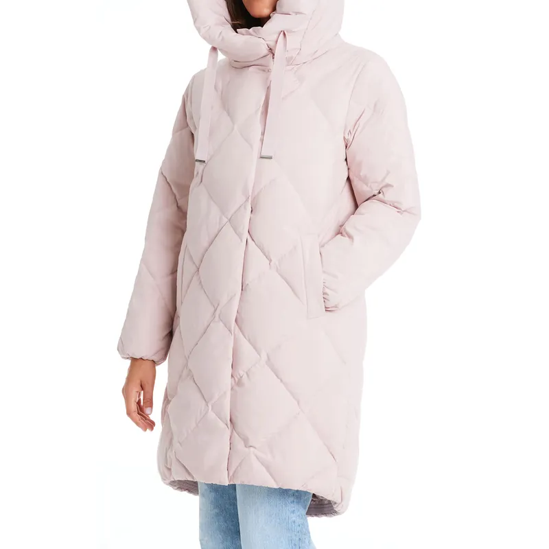 Long Sleeve Pink White Duck Down Jacket: Warm and Fashionable Outerwear