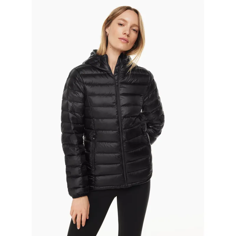 Women’s Black Hooded Cotton Coat | Short and Thin Down Padded Jacket