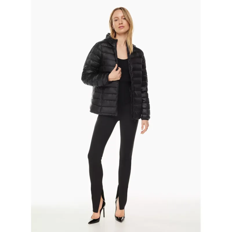 Women’s Black Hooded Cotton Coat | Short and Thin Down Padded Jacket