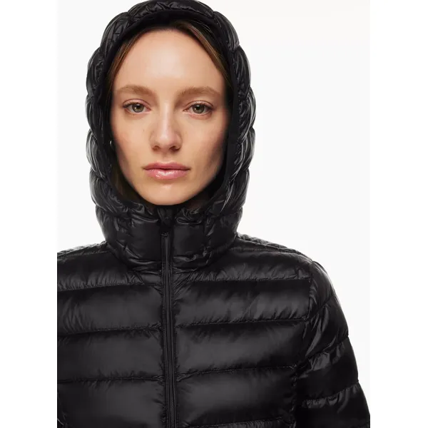 Women’s Black Hooded Cotton Coat | Short and Thin Down Padded Jacket