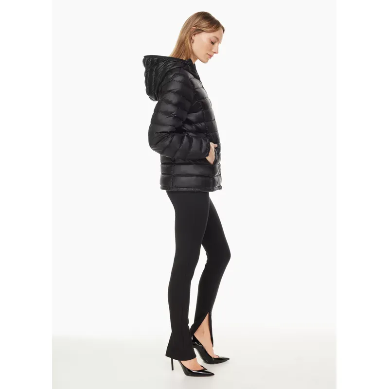 Women’s Black Hooded Cotton Coat | Short and Thin Down Padded Jacket
