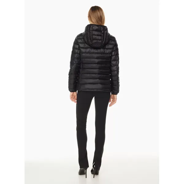 Women’s Black Hooded Cotton Coat | Short and Thin Down Padded Jacket