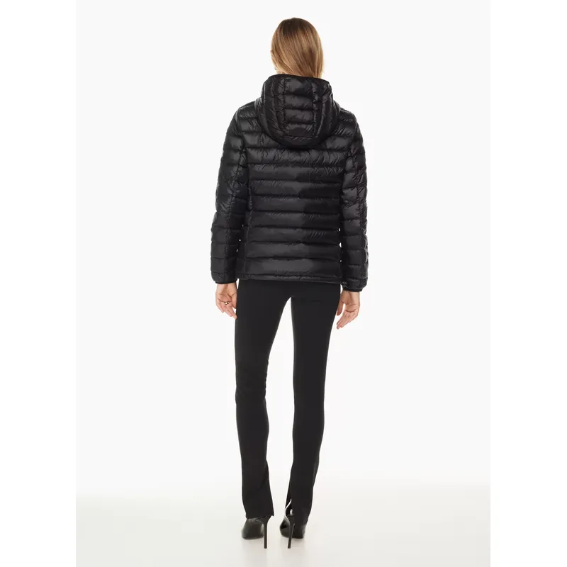 Women’s Black Hooded Cotton Coat | Short and Thin Down Padded Jacket