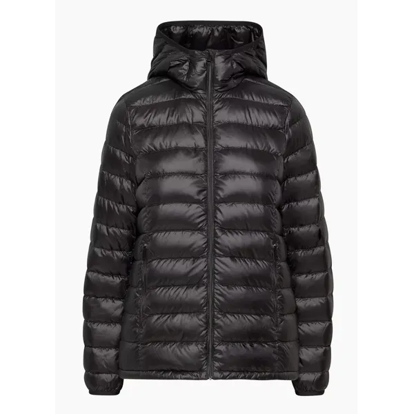 Women’s Black Hooded Cotton Coat | Short and Thin Down Padded Jacket