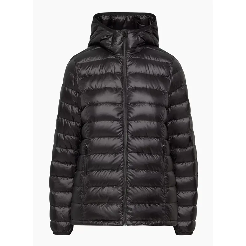 Women’s Black Hooded Cotton Coat | Short and Thin Down Padded Jacket