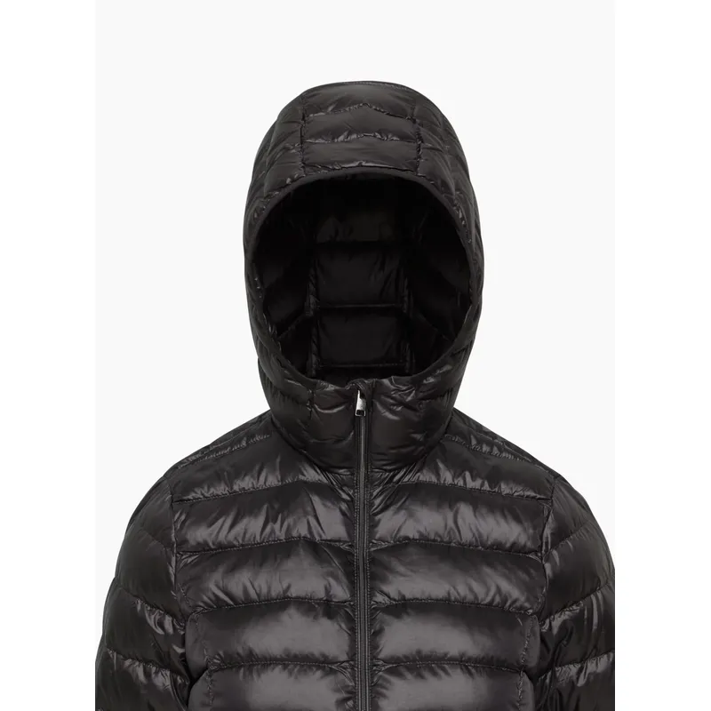 Women’s Black Hooded Cotton Coat | Short and Thin Down Padded Jacket