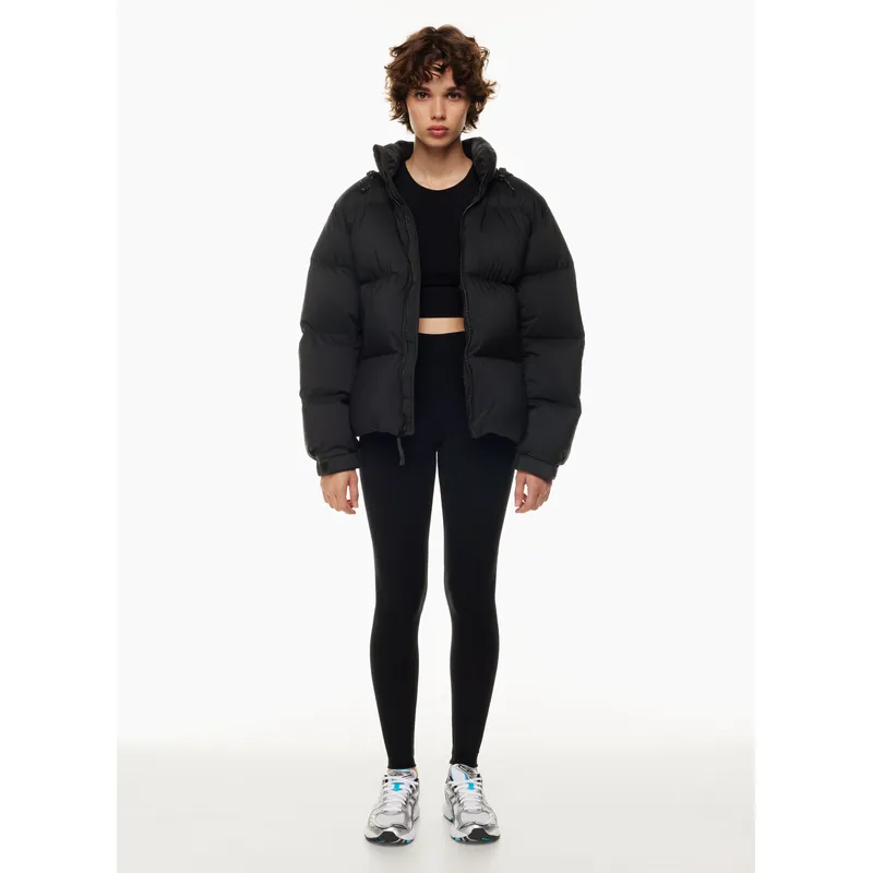 Black Lightweight Zipper Down-Filled Jacket | Stylish and Cozy Outerwear