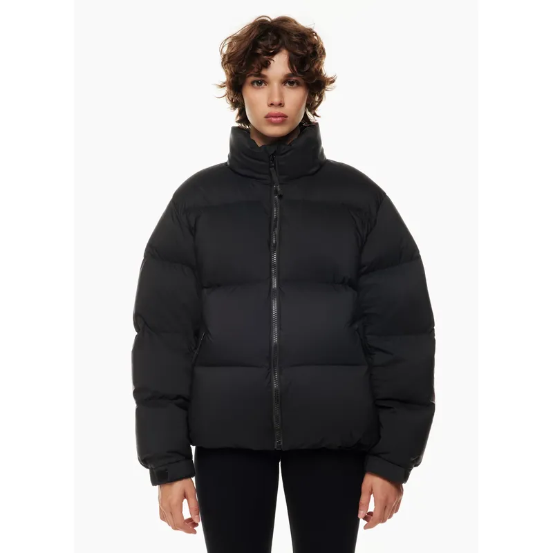 Black Lightweight Zipper Down-Filled Jacket | Stylish and Cozy Outerwear