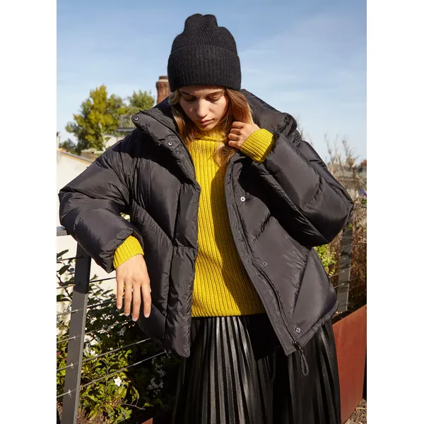 New Women’s Lightweight Long Sleeve Puff Jacket | Ladies Black Outerwear