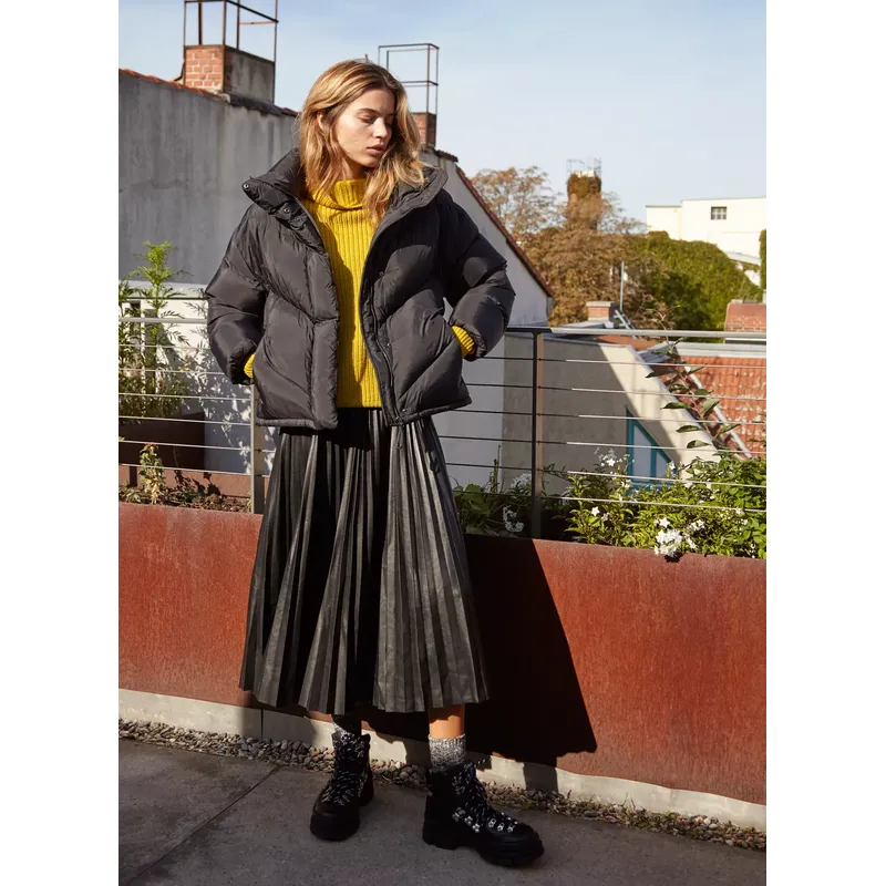 New Women’s Lightweight Long Sleeve Puff Jacket | Ladies Black Outerwear