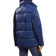 Trimmed Padded Hooded Jacket | Shiny Padded Vest Hooded Blue