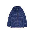 Trimmed Padded Hooded Jacket | Shiny Padded Vest Hooded Blue
