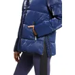 Trimmed Padded Hooded Jacket | Shiny Padded Vest Hooded Blue