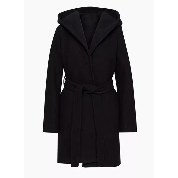 Black Women’s Long Belted Coat | Angora Blend, Snaps | Shop Now