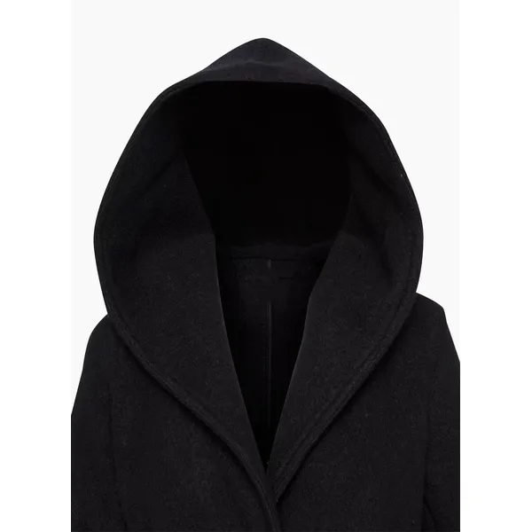Black Women’s Long Belted Coat | Angora Blend, Snaps | Shop Now