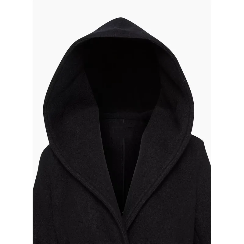 Black Women’s Long Belted Coat | Angora Blend, Snaps | Shop Now