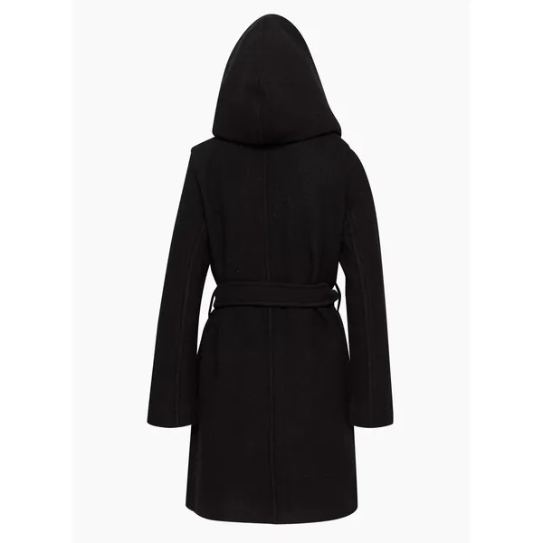Black Women’s Long Belted Coat | Angora Blend, Snaps | Shop Now