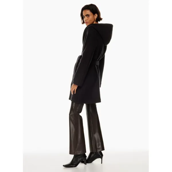 Black Women’s Long Belted Coat | Angora Blend, Snaps | Shop Now