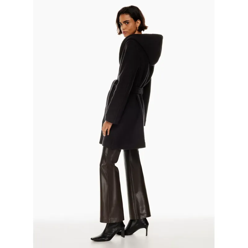 Black Women’s Long Belted Coat | Angora Blend, Snaps | Shop Now