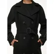 Black Drape Double Trench Coat | Chic and Sophisticated | Shop Now