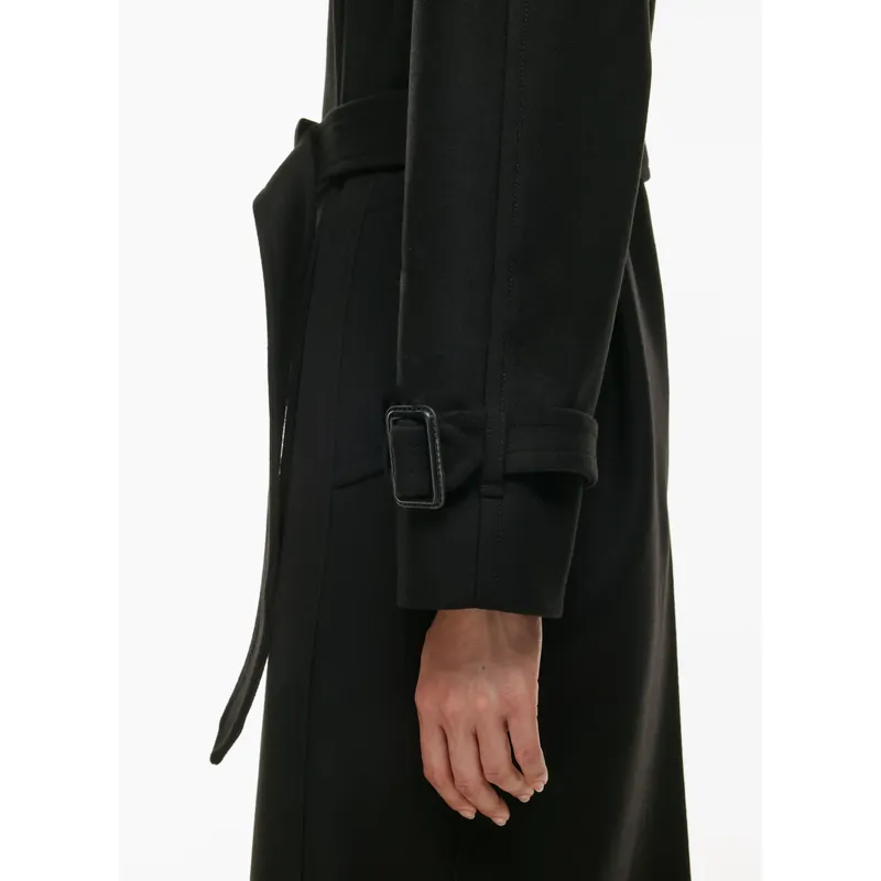 Black Drape Double Trench Coat | Chic and Sophisticated | Shop Now